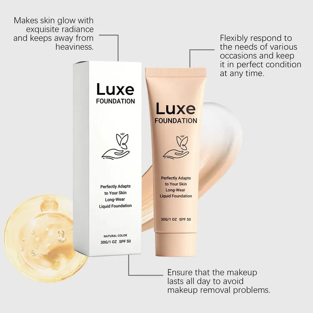 Luxe Colour Changing Foundation - SPF 50 Lightweight Full Coverage Foundations Makeup Adapts To Your Skin Tone Intelligent