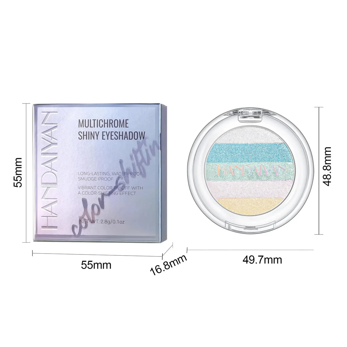 Long Lasting Pressed Powder Eyeshadow Palette Waterproof Highly Pigmented Rainbow Highlighter Chameleon Glitter Beauty