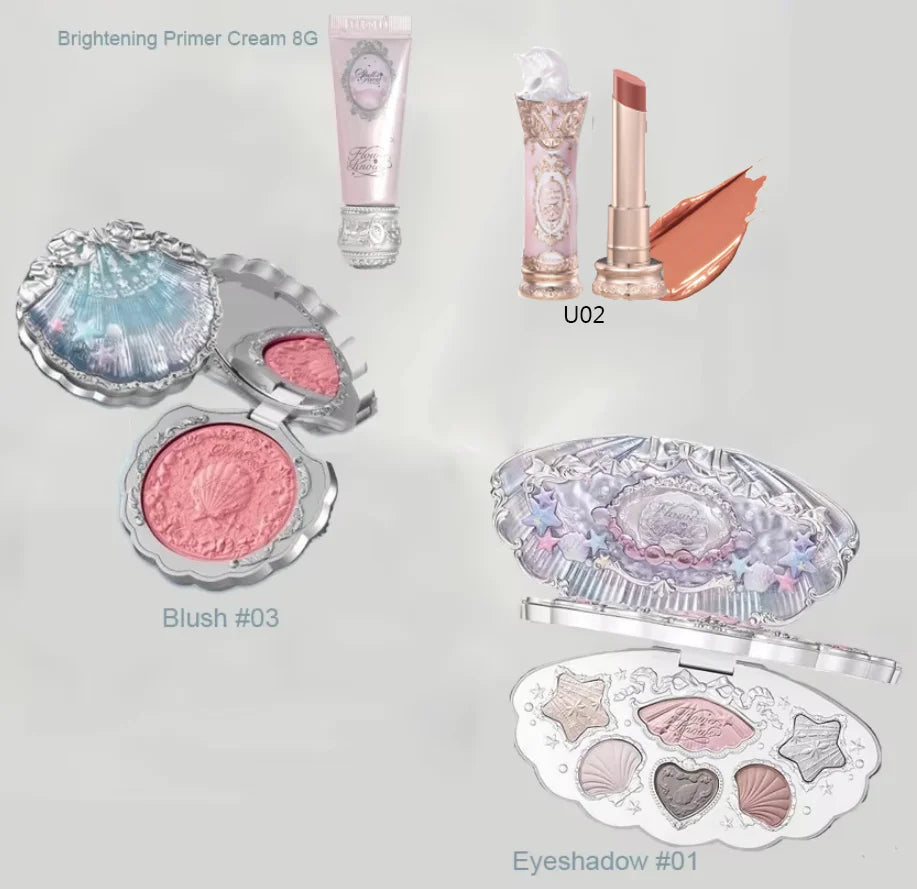 Flower Knows Makeup Full Set Moonlit Mermaid Eye Shadow Palette Matte Blush And Lipgloss Flowerknows Kit Makeup Bag for women