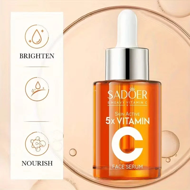 2Pcs 5x Vitamin C Face Serum Per Bottle 30ml, Gentle Texture, Hydrates And Moisturizes The Skin