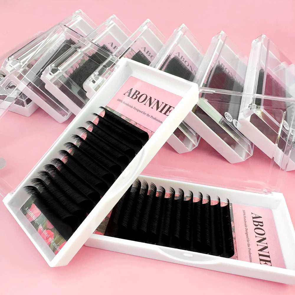 ABONNIE Matte Black Easy Fan Lashes Cashmere Blooming Eyelash Extensions Self-Making Fans Mega Volume Eyelash