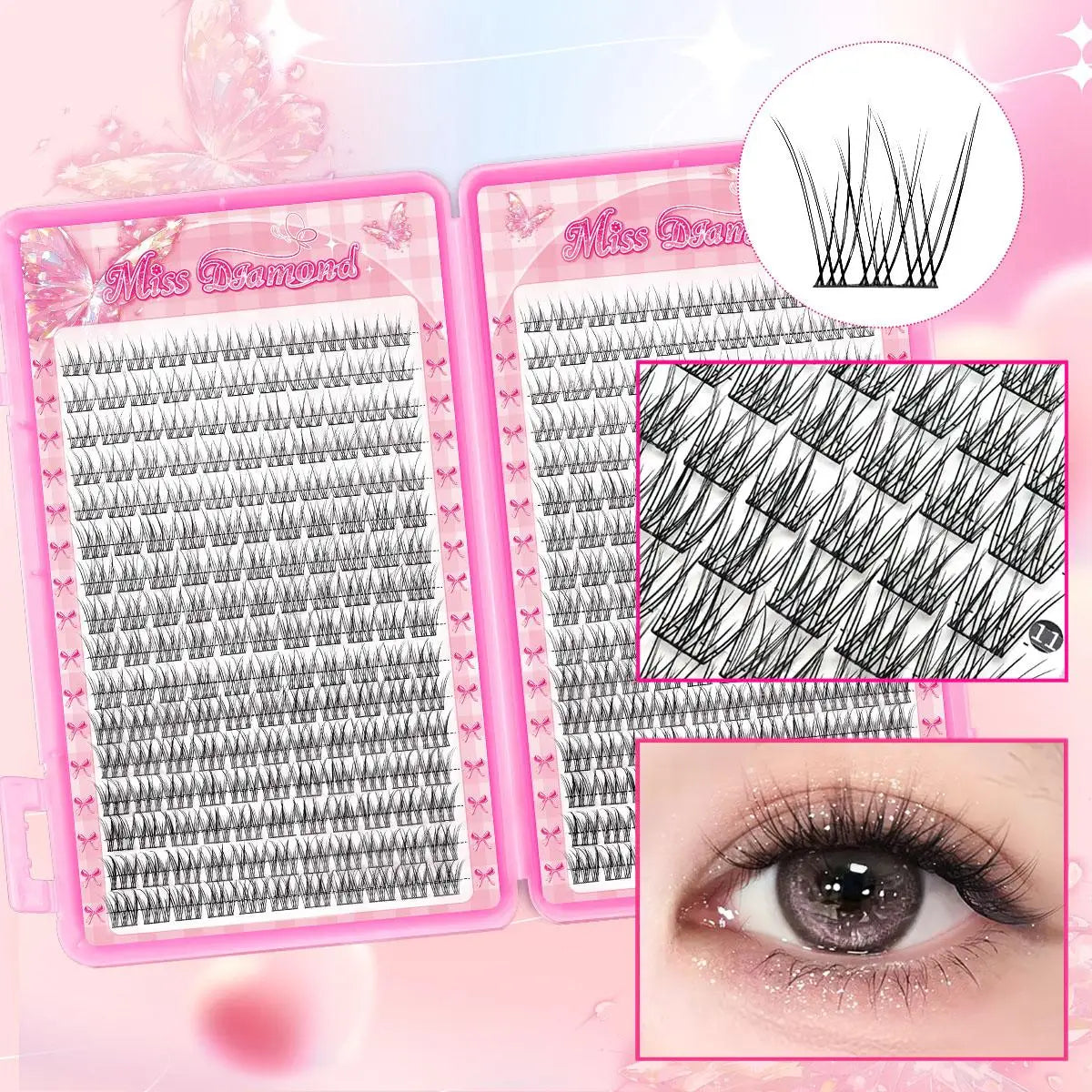 384 Soft and Lightweight Fish Tail Single Cluster Eyelashes, 10-12 Millimeters - Perfect for Daily Makeup and Eyelash Extension