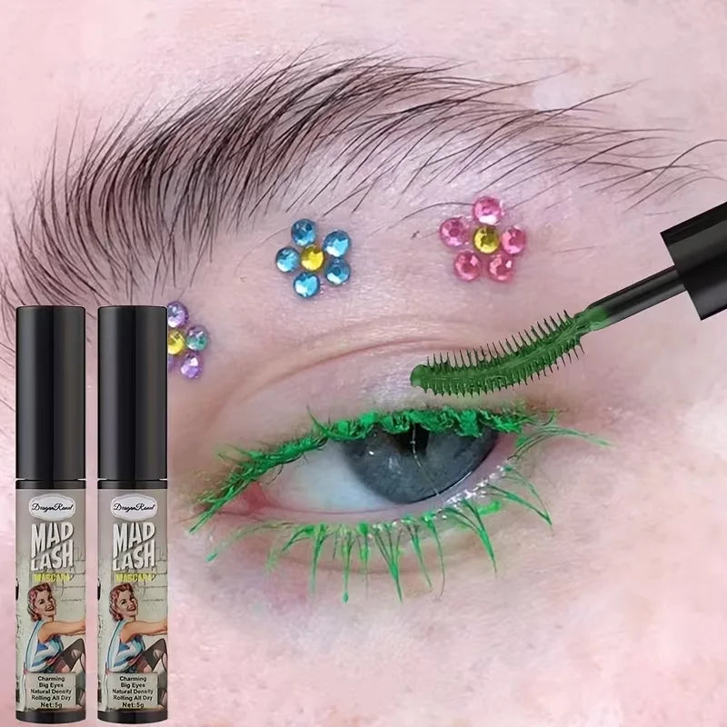 Colorful Slender Mascara Waterproof Fast Drying Curling Eyelashes Multicolor Lashes Makeup Long Lasting Blue Green Cosmetic