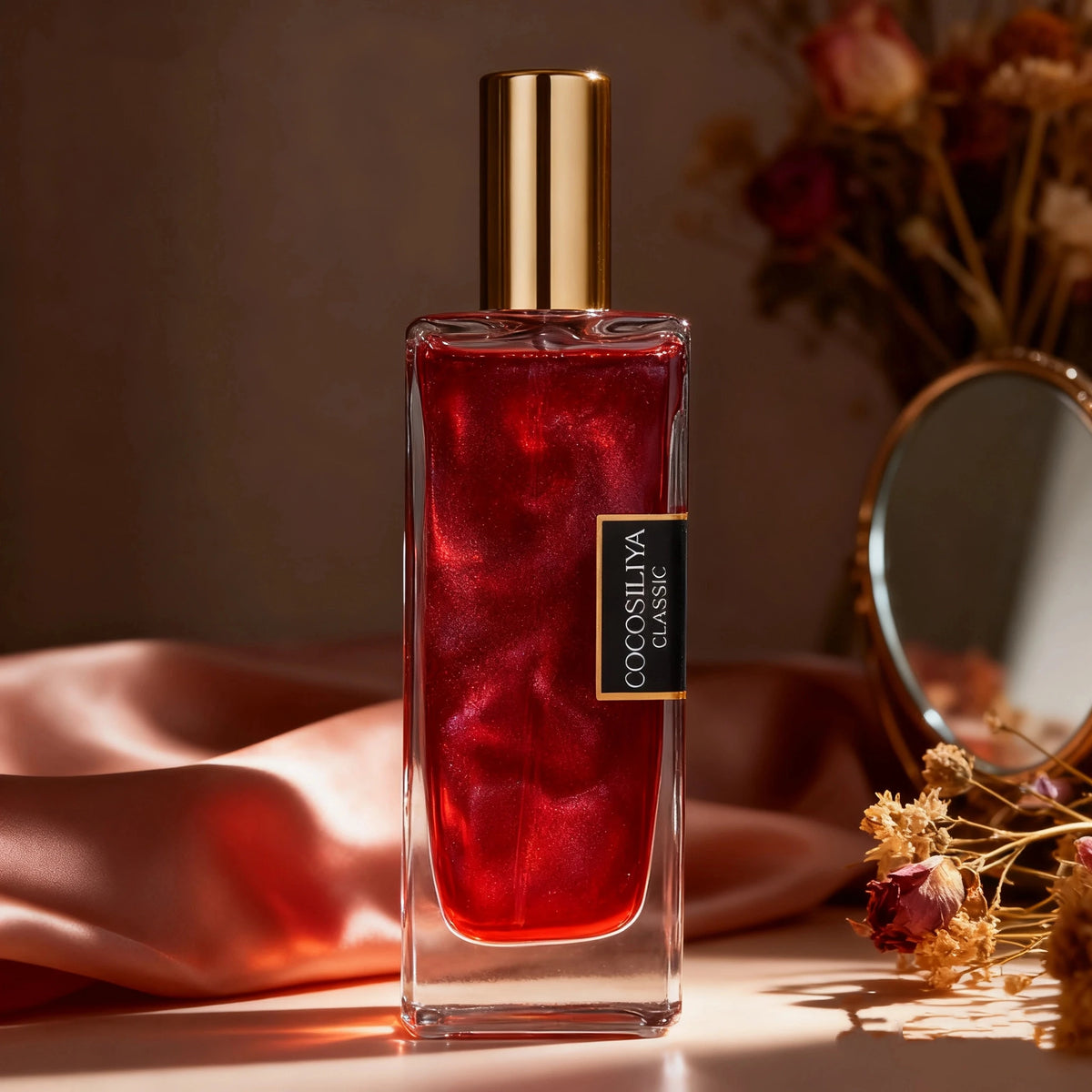 50ml Berlin Girl Women Shimmer Quicksand Eau de Parfum, Long Lasting Rose Floral Perfume, Geranium Rose Patchouli Honey Scent, Elegant Red Glitter Bottle, Daily Dating Wedding Gift for Her