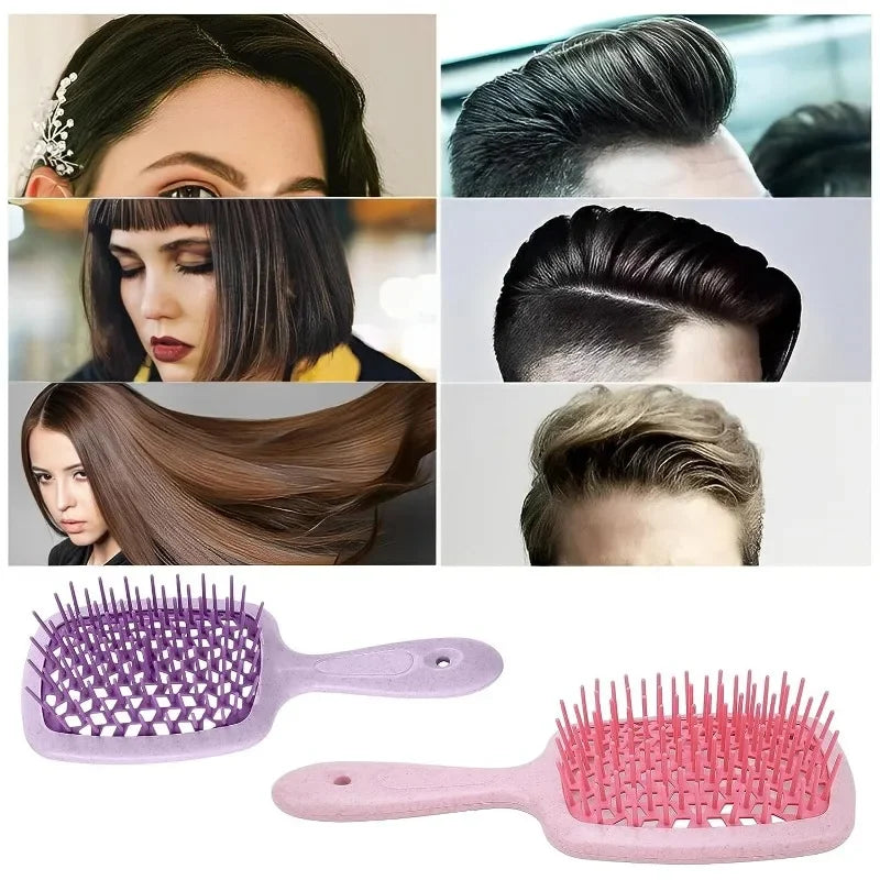 2pcs Professional Comb Detangling Hair Brush Scalp Massage Anti-static Comb Hollow Out Hairbrush for Wet Dry Barber Hair Styling