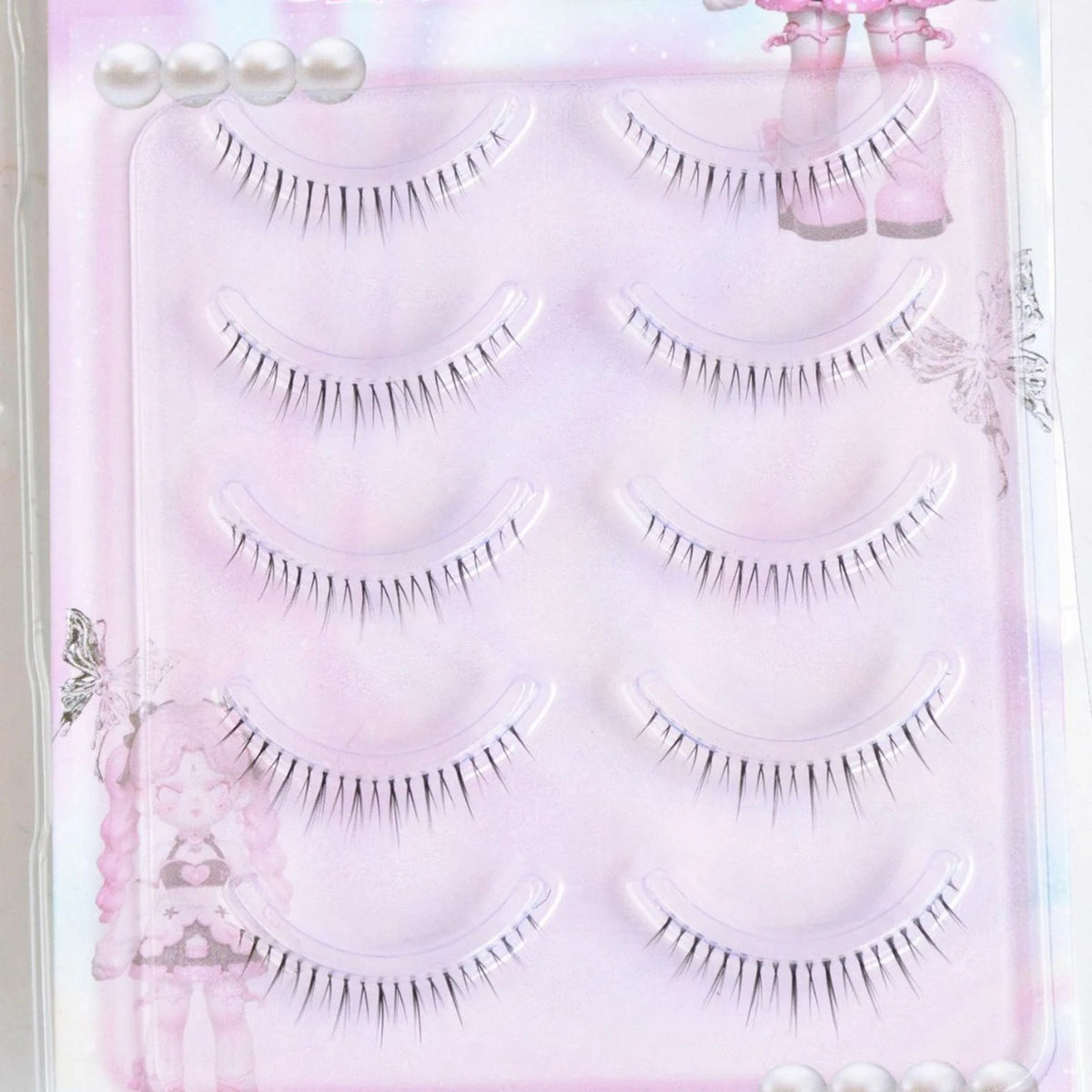 5 Pairs Korean Style Comic Lower False Eyelashes Full Strip Natural Looking Lower Eyelash Extension With Glue For Daily Makeup