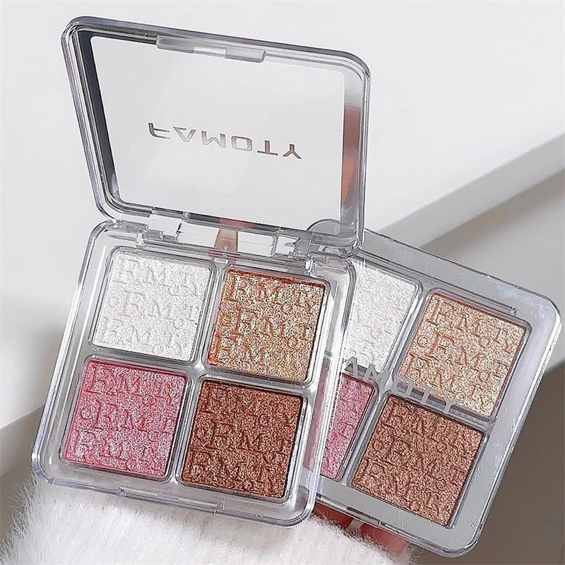 4 Color Face Highlighter Powder Palette Glitter Shimmer Natural Gloss Waterproof Contour Brighten Highlighter Illuminate Makeup