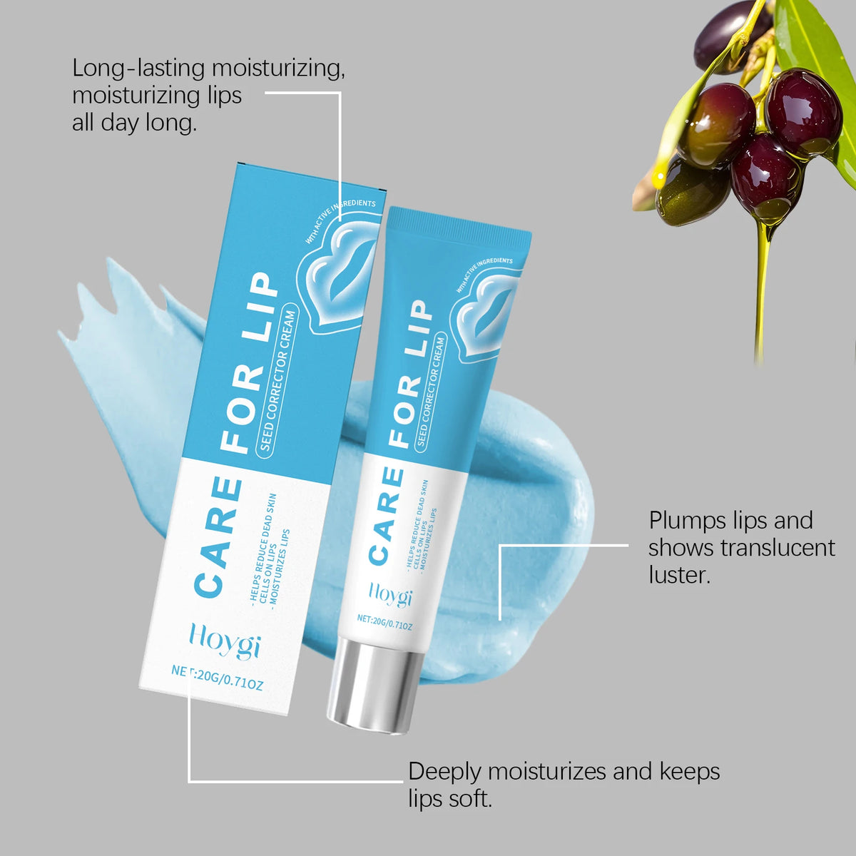 HOYGI Hyaluronic Acid Lip Balm Lasting Moisturizing Anti Cracked and Dryness Lighten Melanin Brighten Lips Gentle No Greasy 20g