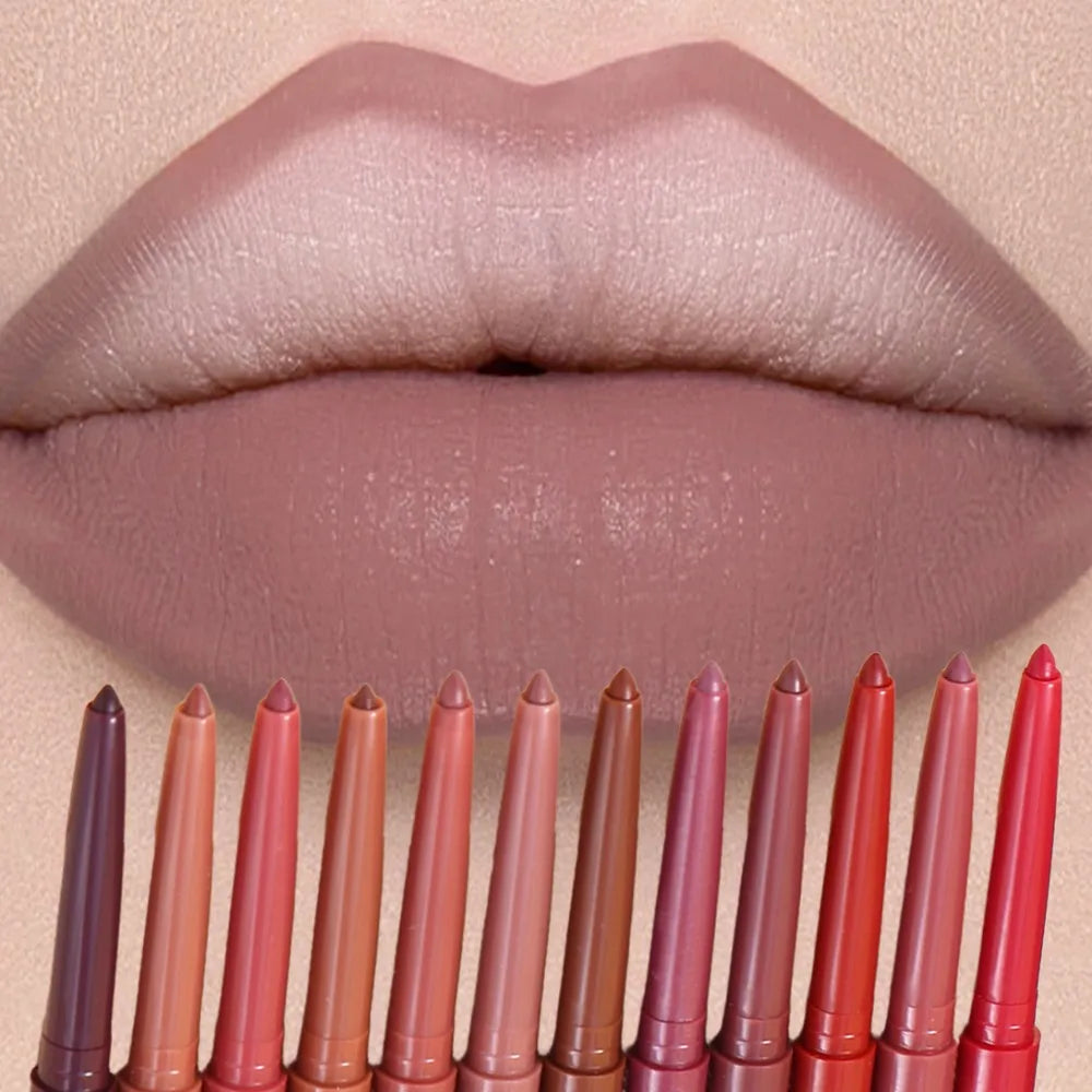 Multi Color Matte Lip Liner Crayon, Velvet Waterproof Lip Pencil for Outline & Fill Lips, Long Lasting Non Stick Lip Makeup