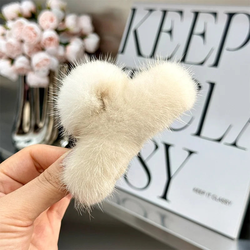 Claw Clip Hair Clips for Women Popular Hair Catches Hairpin Woman Accesories Vintage Natural Mink Hairclip Accessories Girls New