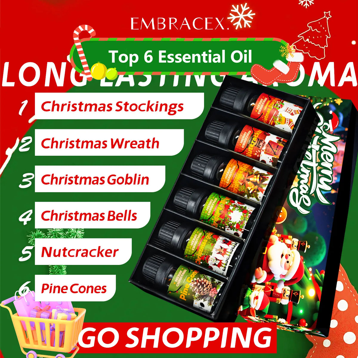 6pc/1Set 10ML Fragrance Oils Gift Set Fruit Delicious Hotel Autumn Scented Aroma Oil Warm Scent Christmas Gift Floral Clean Set