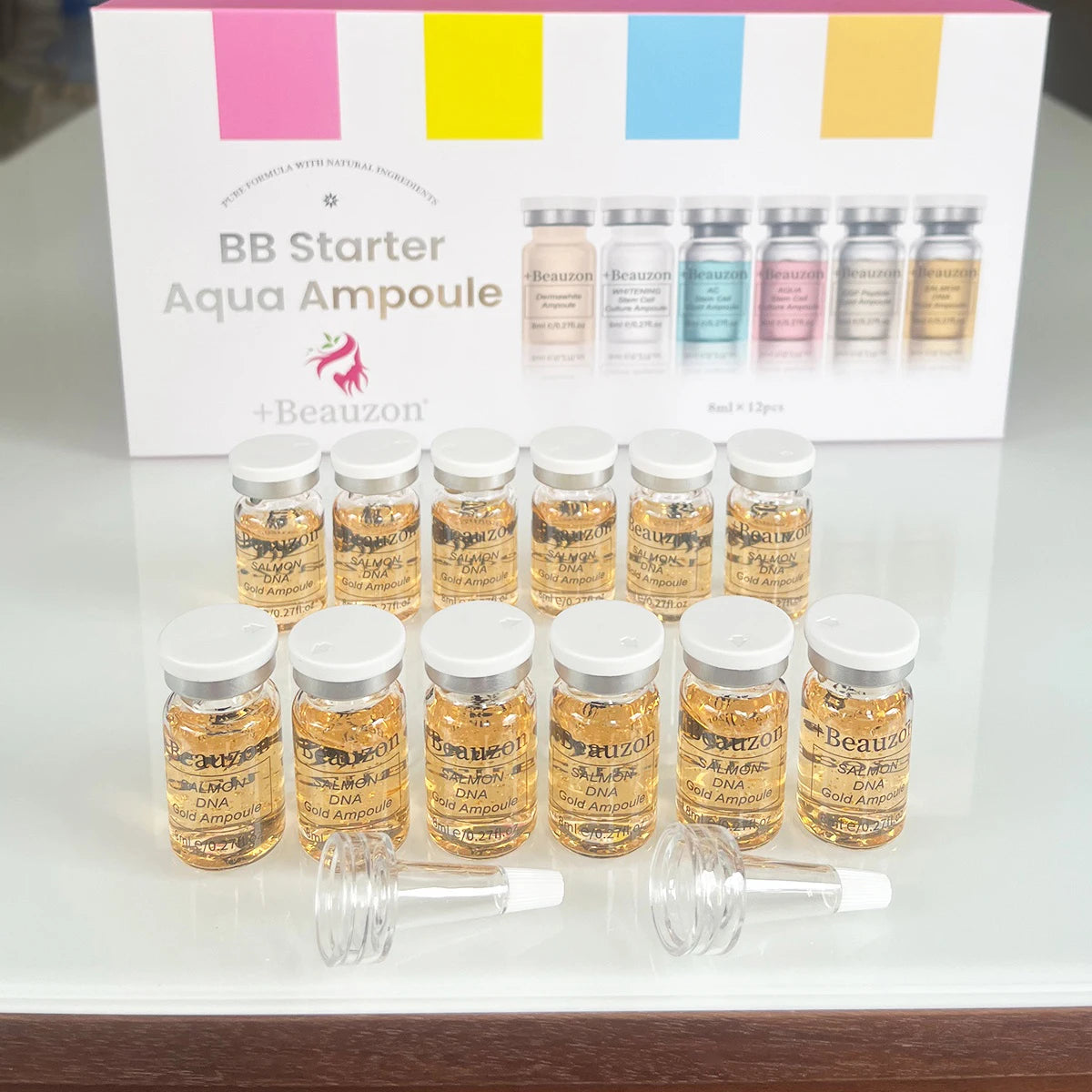 8ml Original Beauzon Salmon DNA Gold Ampoule Niacinamide Serum Kit Booster Skin Face Care Moisturizing Essence