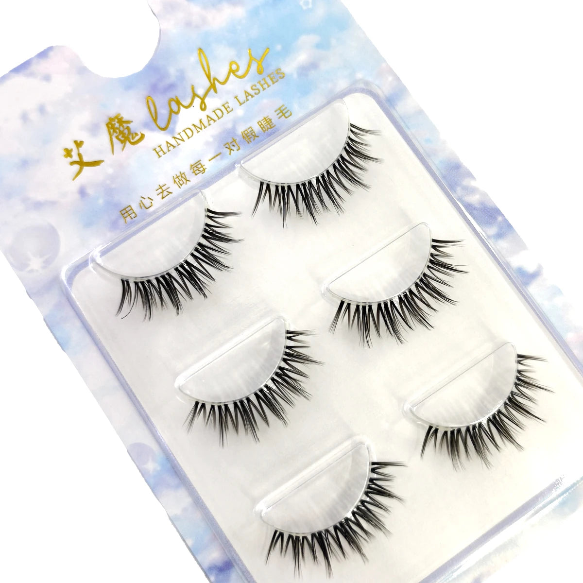 NEW 3Pair 4D Mink Lashes Natural Short Long Invisible Thin Band Fake Lashes Curl Soft Eyelashes Extension Beauty