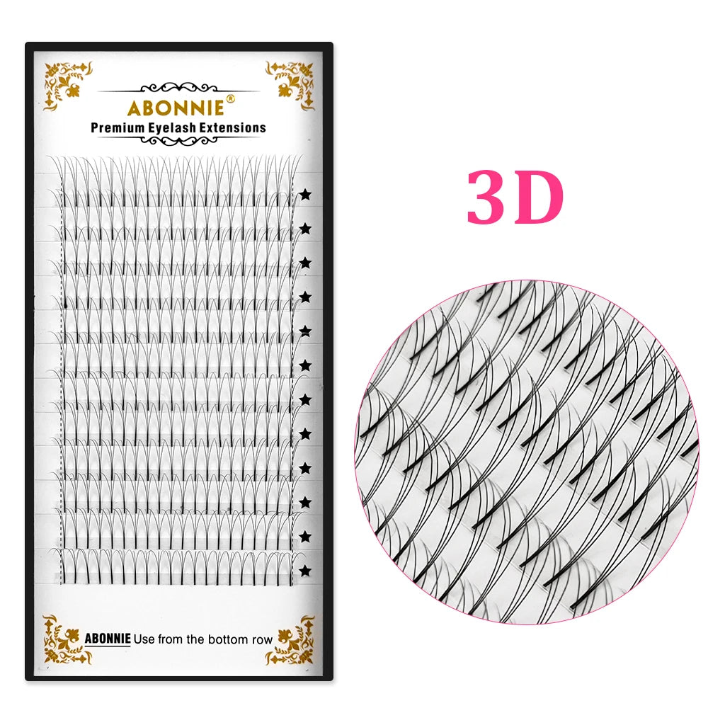 Abonnie Long Stem Premade Fans Lash Russian Volume Eyelash Extension Premade Volume Fans Faux Mink Premium Lashes Supplies 3D-6D
