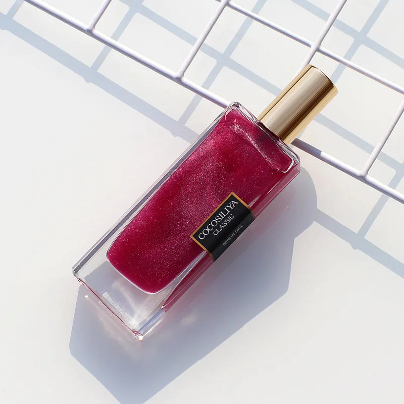 50ml Berlin Girl Women Shimmer Quicksand Eau de Parfum, Long Lasting Rose Floral Perfume, Geranium Rose Patchouli Honey Scent, Elegant Red Glitter Bottle, Daily Dating Wedding Gift for Her