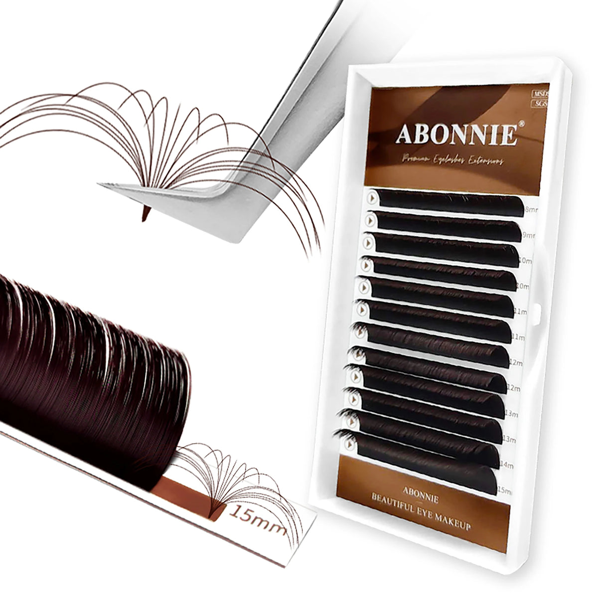 ABONNIE Cashmere Cocoa Chocolate Brown Fans Lashes Eyelashes Handmade Easy Fans Volume Lashes ExtensionsEasy Fans Extensions