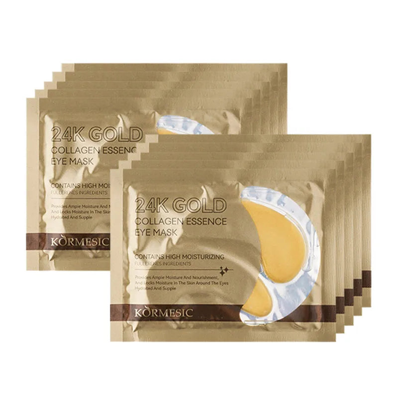 10pcs 24K Golden Crystal Collagen Eye Mask Anti Dark Circles Under Eye Bags Anti-Aging Wrinkle Remover Moisturizing Eye Patches