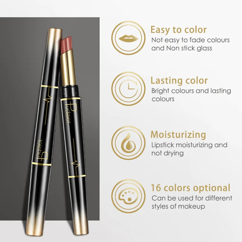 1pcs Matte Lip Liner & Lipstick 2 in 1 Double Ended Waterproof Long Lasting Non-Fading Smooth Velvet Nude Makeup Tool for Women