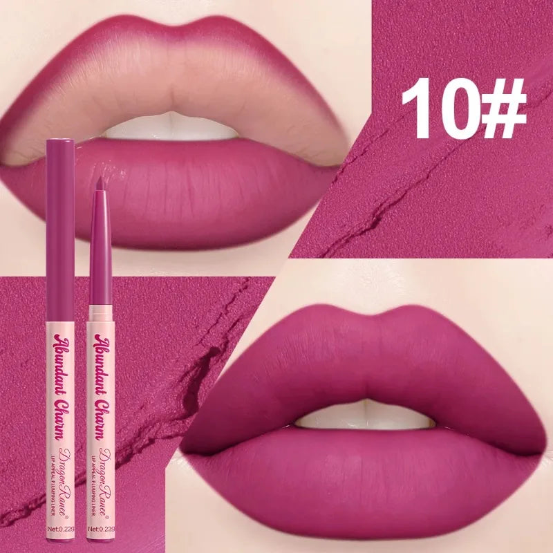 12 Colors Matte Lip Liner Pen Long Lasting Waterproof Non-Sticky Lipliner Velvet Lip Contour Stick Outline Smooth Natural Makeup