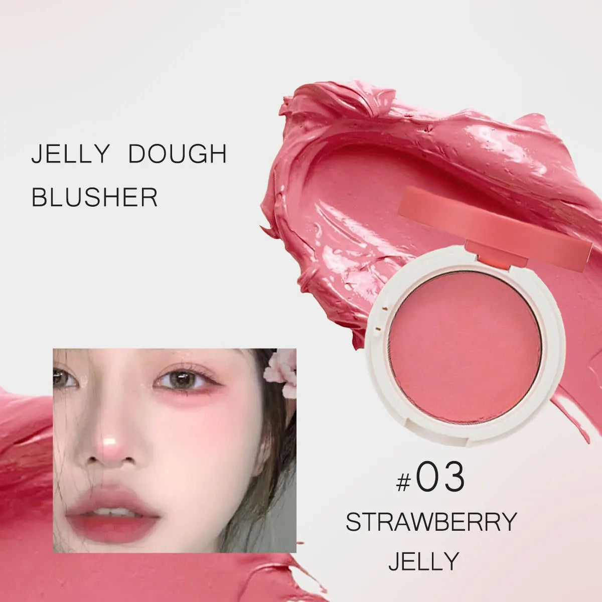 HOLIKA Jelly Dough Blusher,Gel Texture,Hydrating&Non-Sticky,Luxury Makeup,Smooth & Blendable,Korean Cosmetic Makeup,Makeup