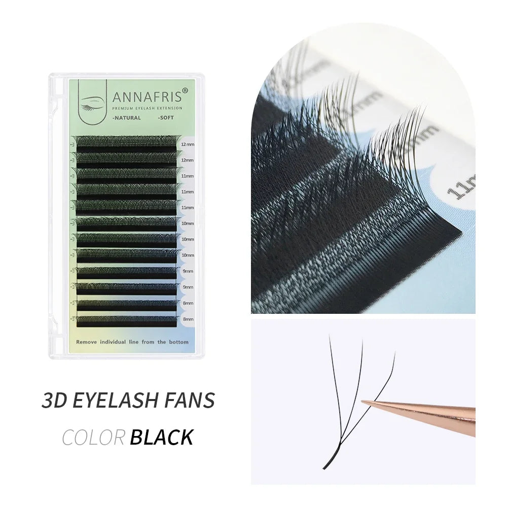 ANNAFRIS W Shape Eyelash Extensions 3D Premade Volume Fan W Style YY High Quality Natural Faux Mink Individual Lashes Supplies