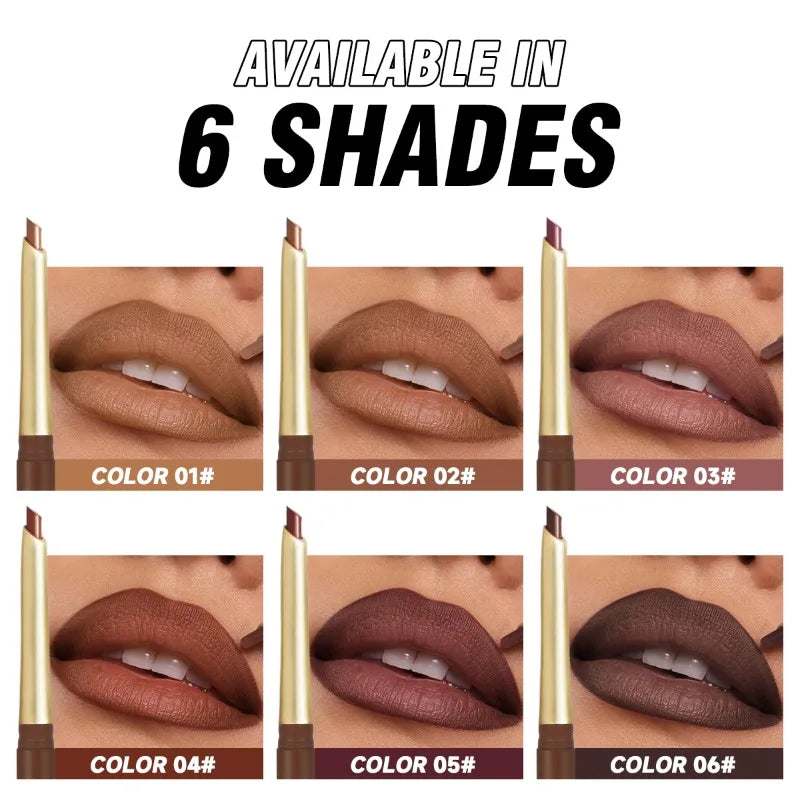 Inclined Tube Brown Tube Lip Liner, Multi-color Lipstick Pen, Depicting Lip Contours, Charming Lips, Lip Cosmetics