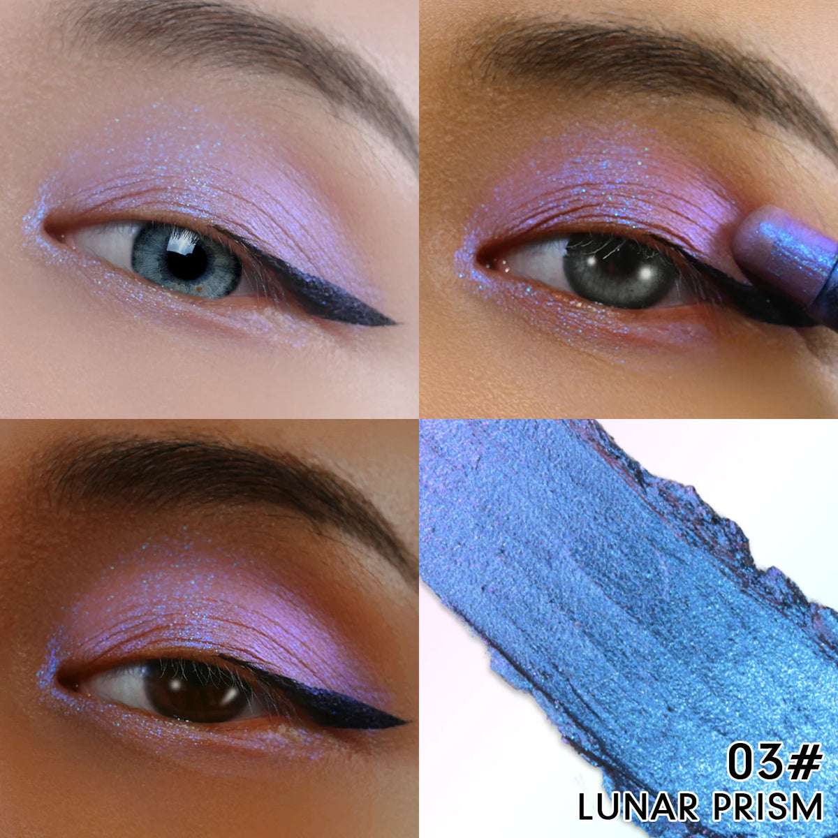 CHARMACY New Multichrome Eyeshadow Stick with Sponge Waterproof Long Lasting Glitter Eye Professional Maquillaje for Women