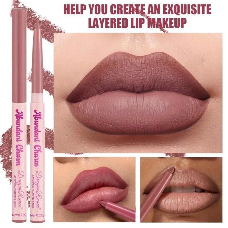 12 Colors Matte Lip Liner Pen Long Lasting Waterproof Non-Sticky Lipliner Velvet Lip Contour Stick Outline Smooth Natural Makeup