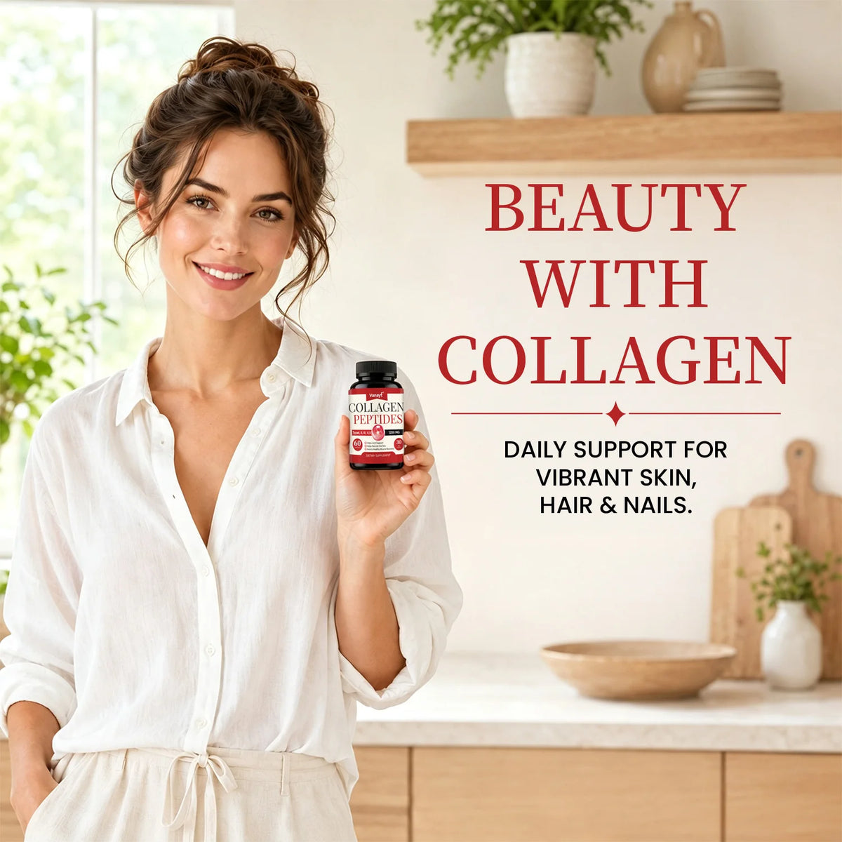 Multi Collagen Peptides Capsules Type I II III V X Supports Healthy Skin Nail And Hair Condition Daily Body Wellness Supplement