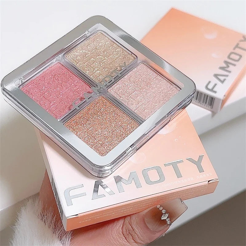 4 Color Face Highlighter Powder Palette Glitter Shimmer Natural Gloss Waterproof Contour Brighten Highlighter Illuminate Makeup