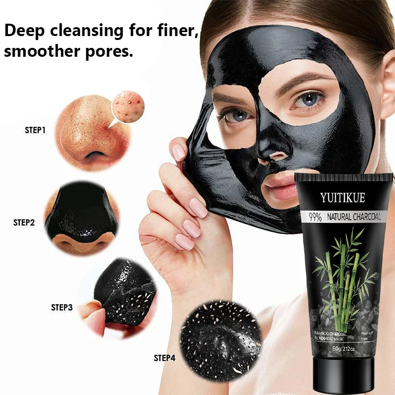 Bamboo Charcoal Blackhead Peel-Off Mask for Deep Cleansing Pore Refining Oil Control Facial Treatment