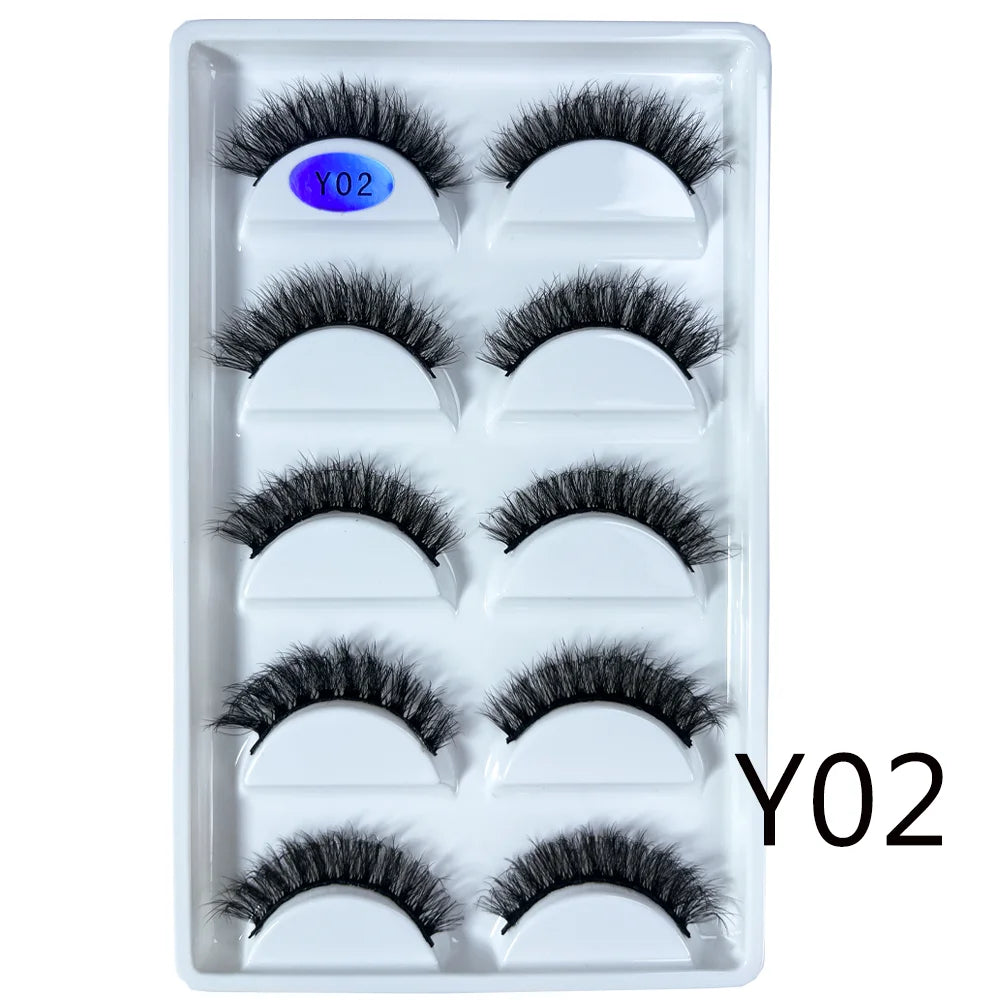 NEW 5 Pairs 3D Y08 Natural Mink False Eyelashes Fluffy Style Makeup Eyelash Fake Eye Lashes Faux Cilios Make Up Beauty Tools