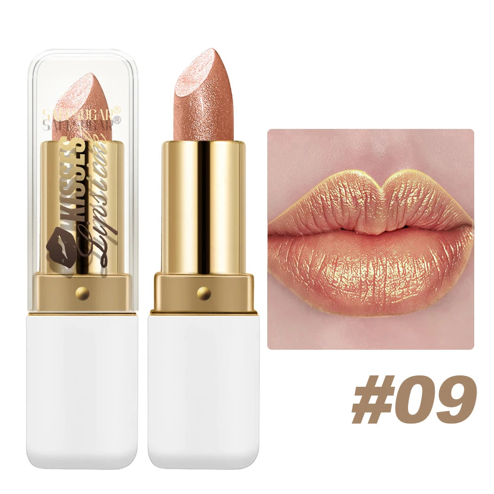 Pearlescent Metallic Lipstick Waterproof Long Lasting Moisturizing Matte Velvet Diamond Lip Gloss