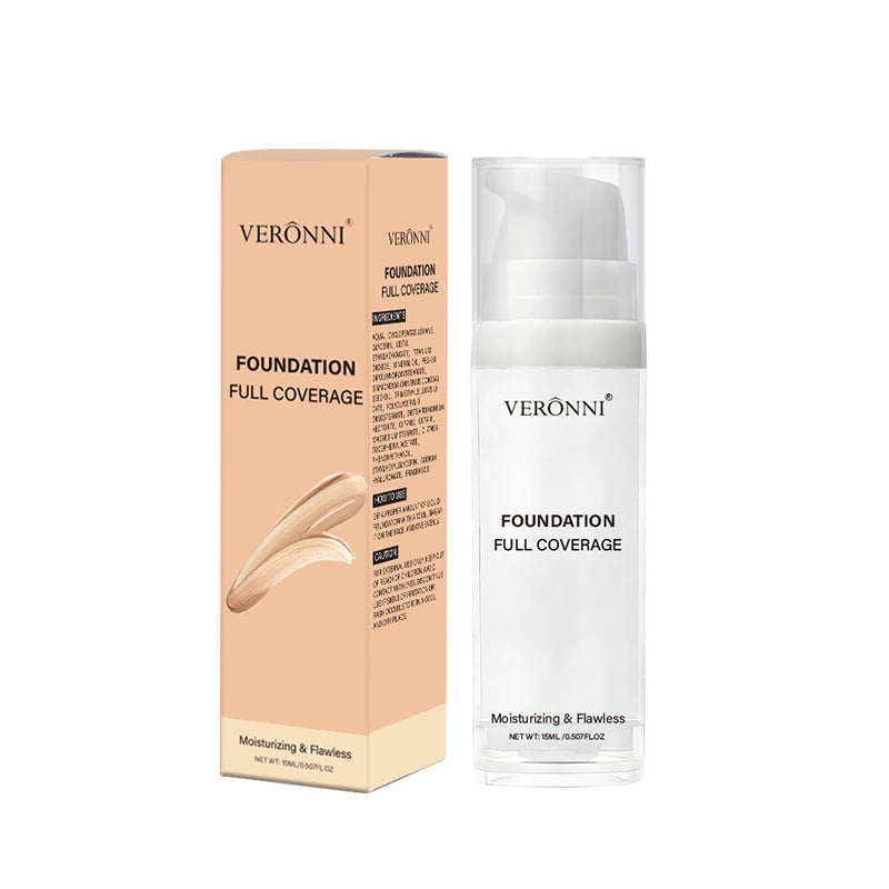 VERONNI Full Coverage Matte White Liquid Foundation,Extreme Coverage Heavy Duty Makeup,Waterproof & Long-Lasting Creamy Formula