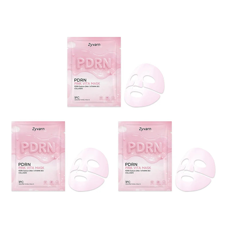 1/3/5pcs PDRN Pink Collagen Mask Korean Vitamin B12 Skincare, Daily Hydrating Facial Sheet Mask