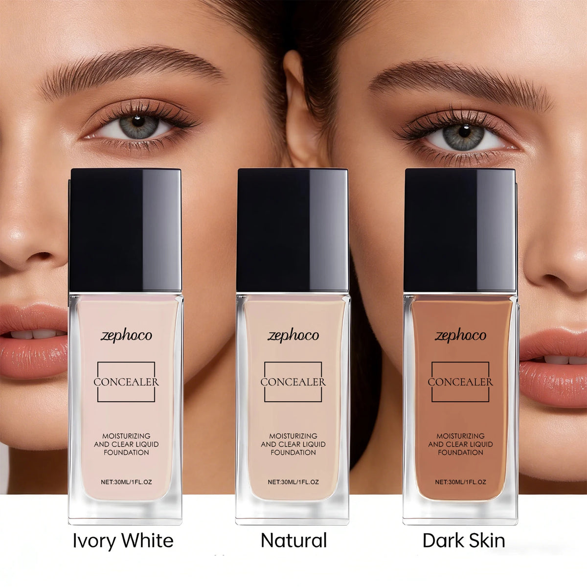 Moisturizing Concealer Foundation Liquid Lightweight Matte Clear Suitable for Oily Dry Skin Long Lasting Brighten Oil-Control