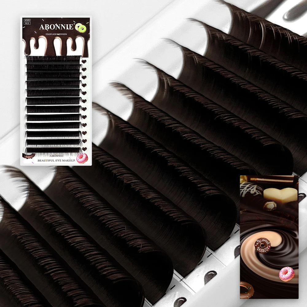 ABONNIE 0.03 0.05 0.07 Chocolate Dark Brown Eyelash Extensions C CC D M L Curl Individual Classic Eyelashes Soft Mink Lash