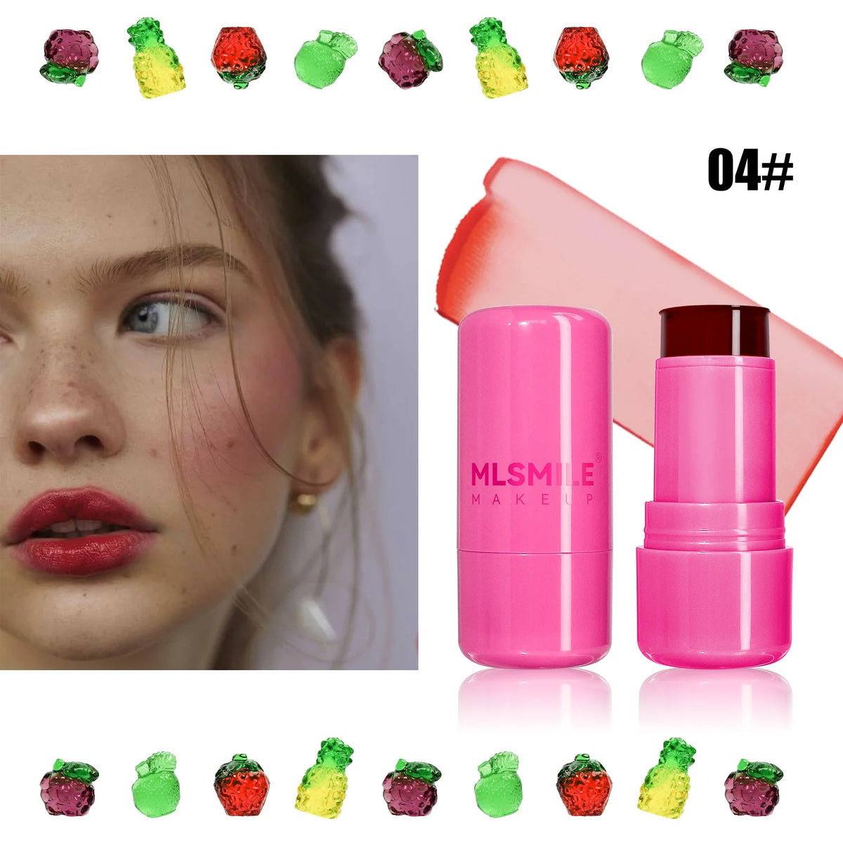 Jelly Powder Blusher 2in1 Blush and Lip 4 Color Rouge Stick Jelly Tint Hydrating Long-Lasting Coloring Vibrant