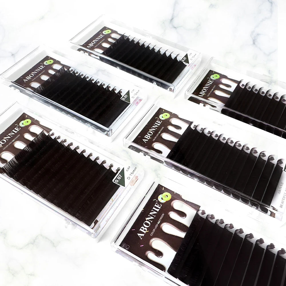 ABONNIE 0.03 0.05 0.07 Chocolate Dark Brown Eyelash Extensions C CC D M L Curl Individual Classic Eyelashes Soft Mink Lash