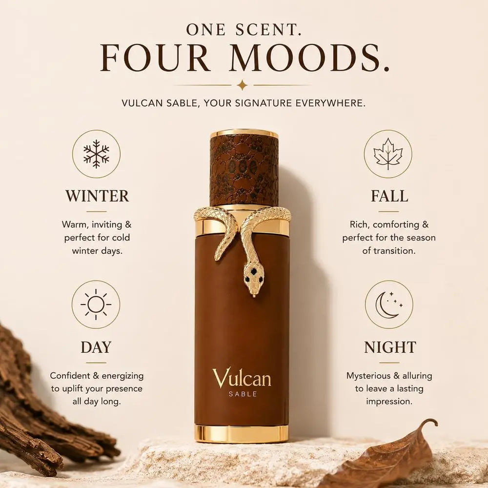 French Avenue Vulcan Sable EDP 100ml 3.4oz Eau De Parfum Spray Long‑Lasting Woody Oud Scent Dubai Arabian Luxury Perfume For Men Women