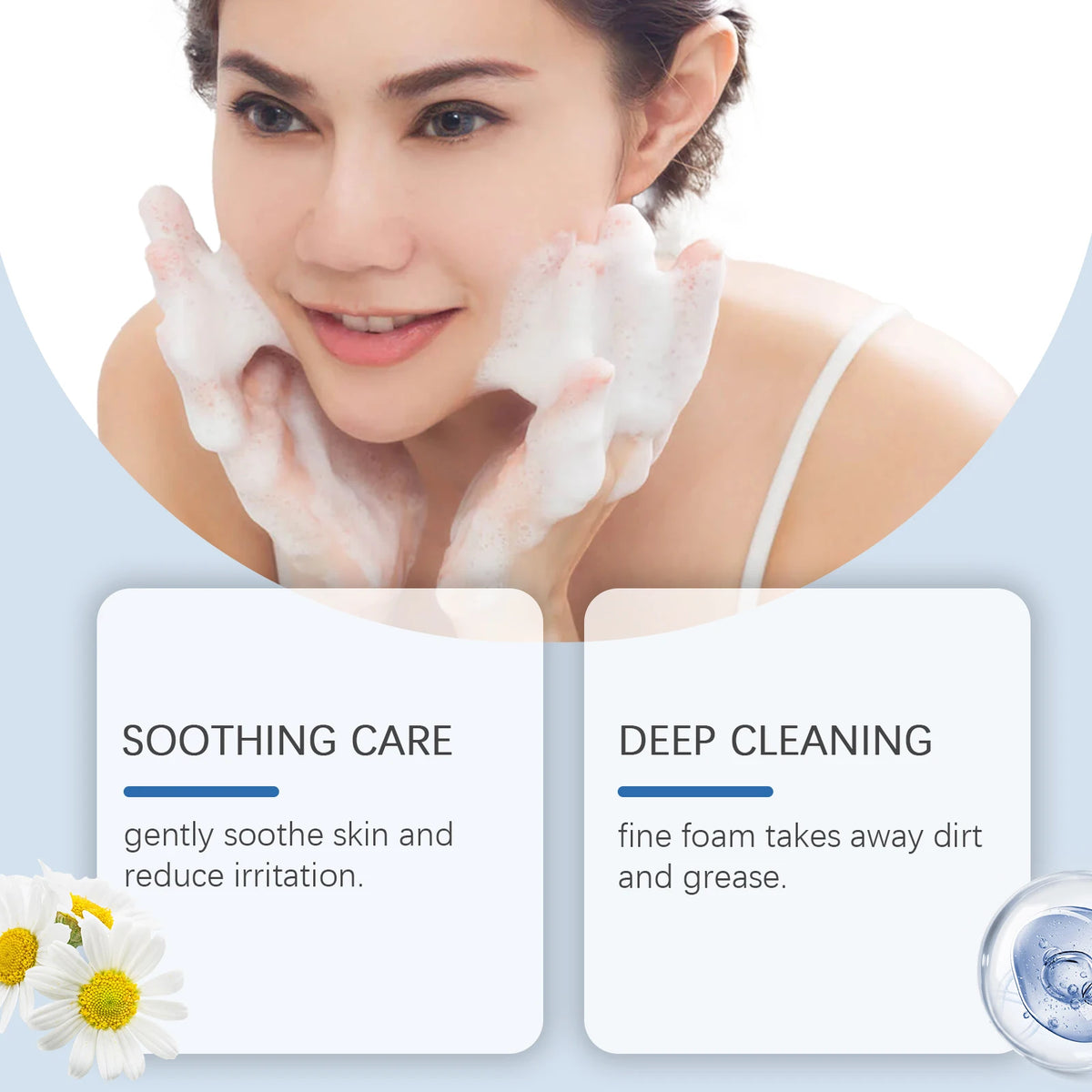 Hyaluronic Acid Cleansing Foam Gentle Moisturizing & Nourishing Oil Control Brightening Rejuvenation Face Wash Foam Face Cleanse