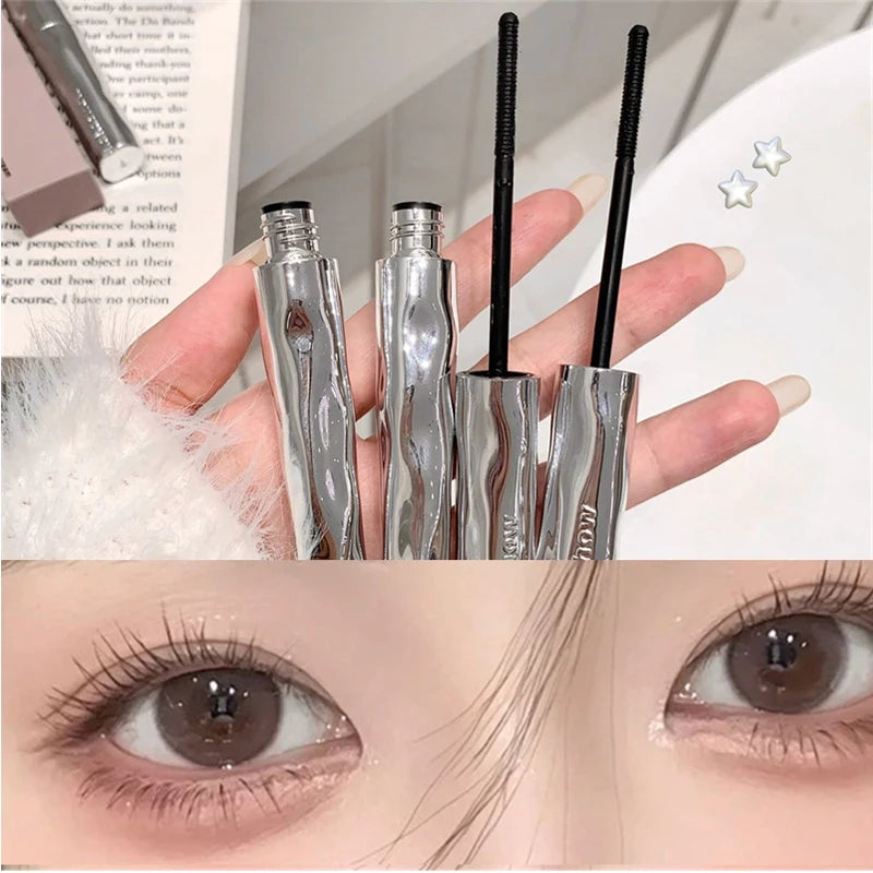 Silver Silk Fiber Matte Mascara Ultra-Fine Brush Lengthens Eyelashes Waterproof Fast Dry Eyelash Curled Extension Mascara Makeup