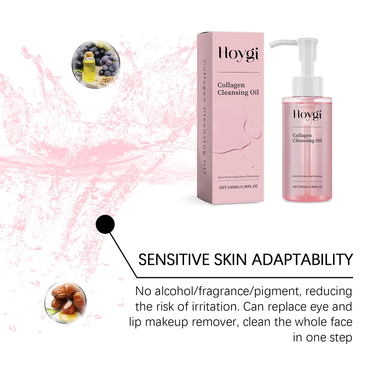 Collagen Cleansing Oil - A Daily Gentle Cleansing Oil with Jojoba Seed Oil, for Emulsifying Makeup